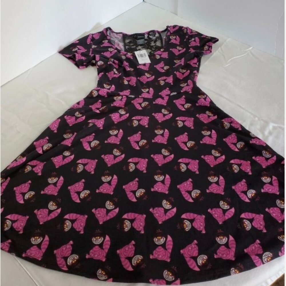 Disney Alice In Wonderland Cheshire Cat Lace Back Dress Womens Small NWT